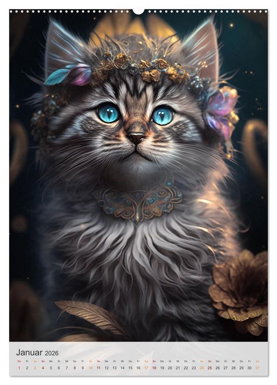 Produktbild: Boho Katzenbabys (Wandkalender 2026 DIN A2 hoch), CALVENDO Monatskalender