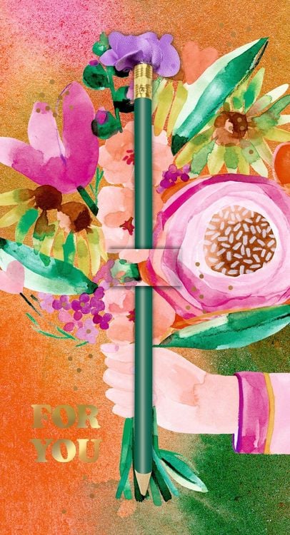Produktbild: Karte mit Bleistift - Blumengr&uuml;&szlig;e - Sch&ouml;ner Schenken