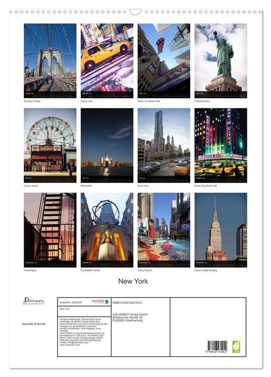 Produktbild: New York (Wandkalender 2026 DIN A2 hoch), CALVENDO Monatskalender