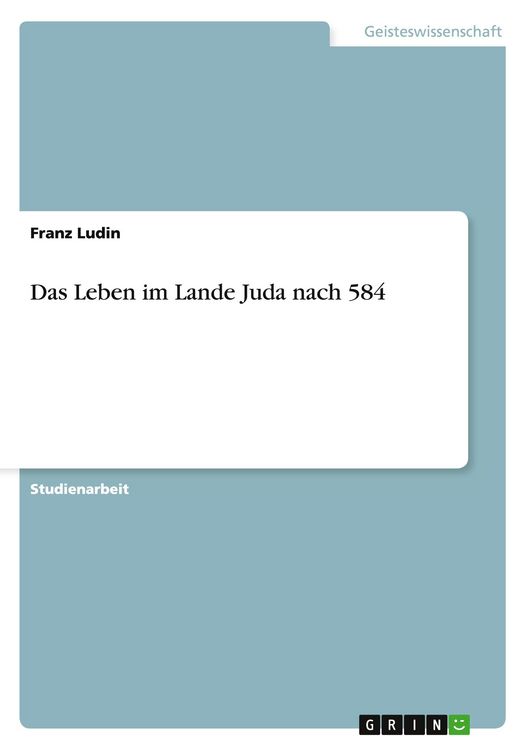 Produktbild: Das Leben im Lande Juda nach 584