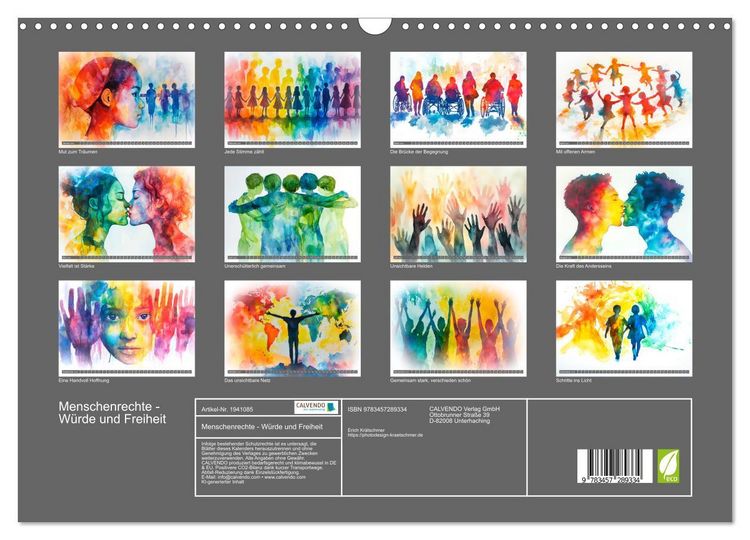 Produktbild: Menschenrechte - W&uuml;rde und Freiheit (Wandkalender 2026 DIN A3 quer), CALVENDO Monatskalender