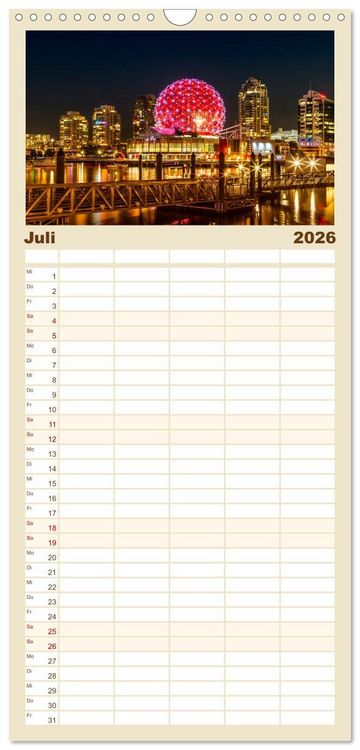 Produktbild: Familienplaner 2026 - VANCOUVER K&uuml;stencharme und Urbanit&auml;t mit 5 Spalten (Wandkalender, 21 x 45 cm) CALVENDO