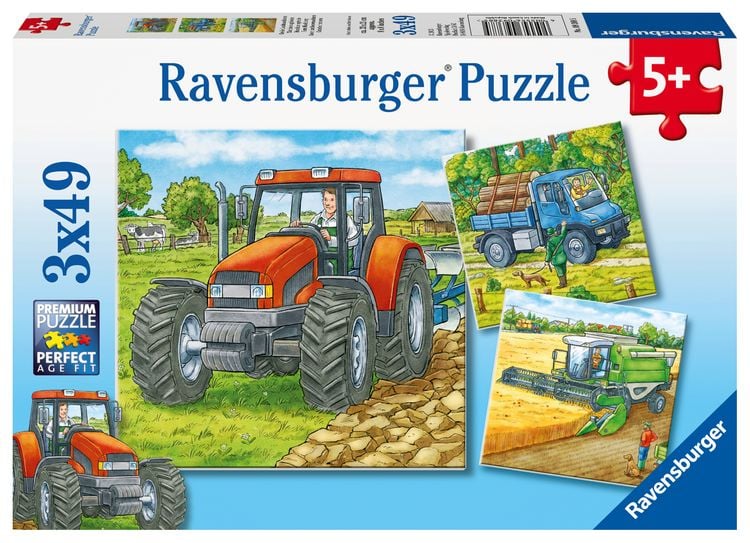 Produktbild: Puzzle Ravensburger Gro&szlig;e Landmaschinen 3 X 49 Teile