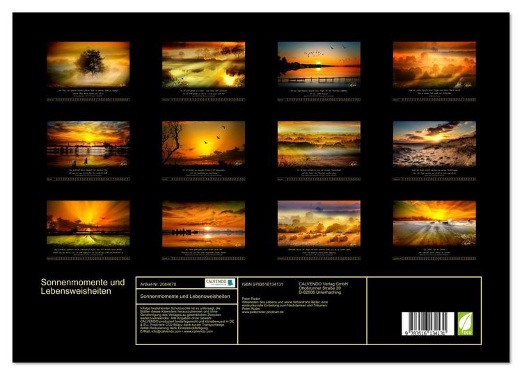 Produktbild: Sonnenmomente und Lebensweisheiten (hochwertiger Premium Wandkalender 2026 DIN A2 quer), Kunstdruck in Hochglanz