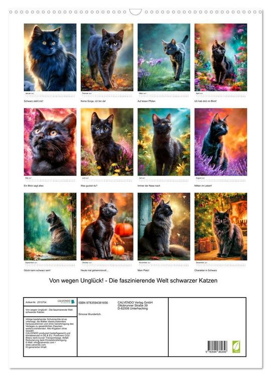 Produktbild: Von wegen Ungl&uuml;ck! - Die faszinierende Welt schwarzer Katzen (Wandkalender 2027 DIN A2 hoch), CALVENDO Monatskalender