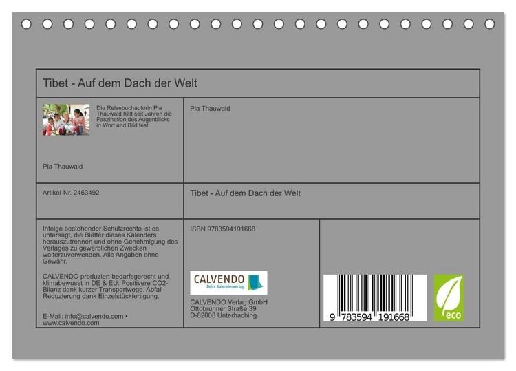 Produktbild: Tibet - Auf dem Dach der Welt (Tischkalender 2027 DIN A5 quer), CALVENDO Monatskalender