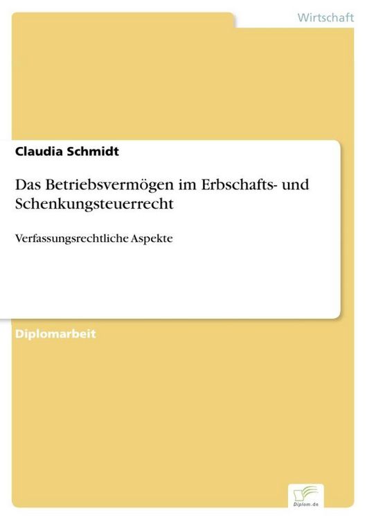 Produktbild: Das Betriebsverm&ouml;gen im Erbschafts- und Schenkungsteuerrecht
