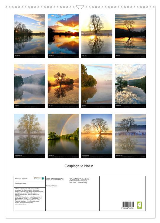 Produktbild: Gespiegelte Natur (Wandkalender 2026 DIN A2 hoch), CALVENDO Monatskalender