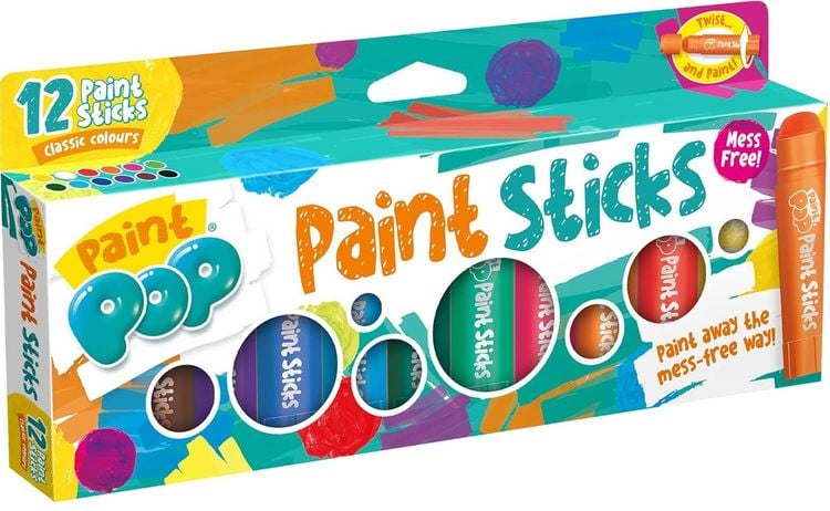 Produktbild: Paint Pop 362201 - Paint Pop: Paint Sticks 12-Pack, klassische Farben, Malstifte, Malset