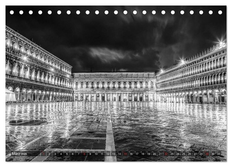 Produktbild: Leuchtendes Venedig &hellip;in monochrom (Tischkalender 2026 DIN A5 quer), CALVENDO Monatskalender