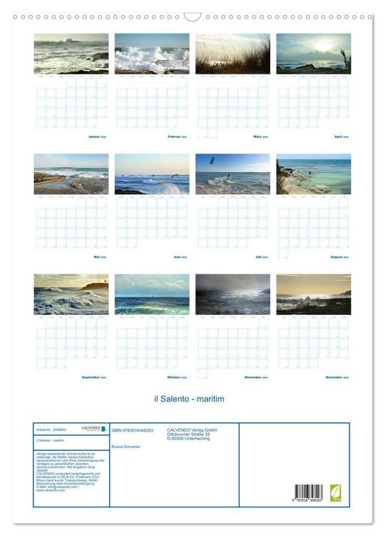 Produktbild: il Salento - maritim (Wandkalender 2026 DIN A2 hoch), CALVENDO Monatskalender