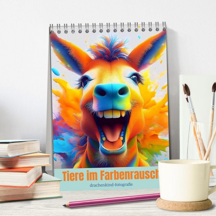 Produktbild: Tiere im Farbenrausch (Tischkalender 2026 DIN A5 hoch), CALVENDO Monatskalender