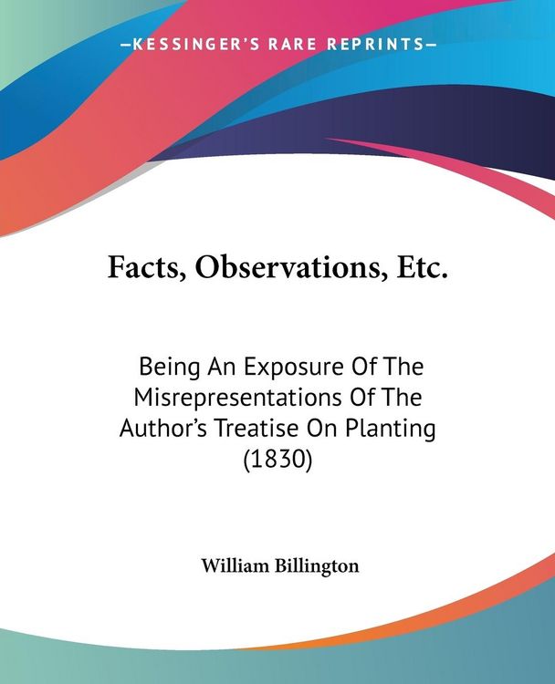 Produktbild: Billington, W: Facts, Observations, Etc.
