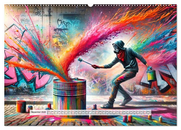 Produktbild: Drummer - Color Splash Rhythms: Trommelschl&auml;ge und Farbexplosionen (Wandkalender 2026 DIN A2 quer), CALVENDO Monatskalender