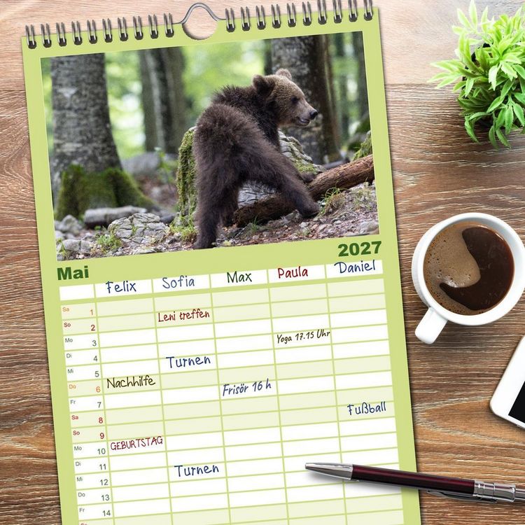 Produktbild: Familienplaner 2027 - Lautlos in den W&auml;ldern Sloweniens mit 5 Spalten (Wandkalender, 21 x 45 cm) CALVENDO