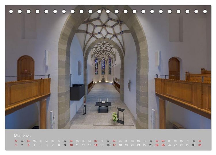 Produktbild: Backnang - Panoramablicke in die Stiftskirche (Tischkalender 2026 DIN A5 quer), CALVENDO Monatskalender