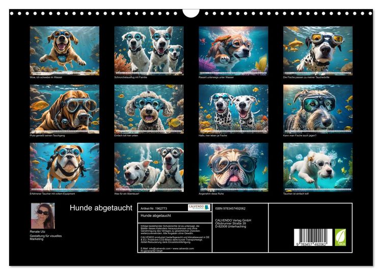 Produktbild: Hunde abgetaucht (Wandkalender 2026 DIN A3 quer), CALVENDO Monatskalender
