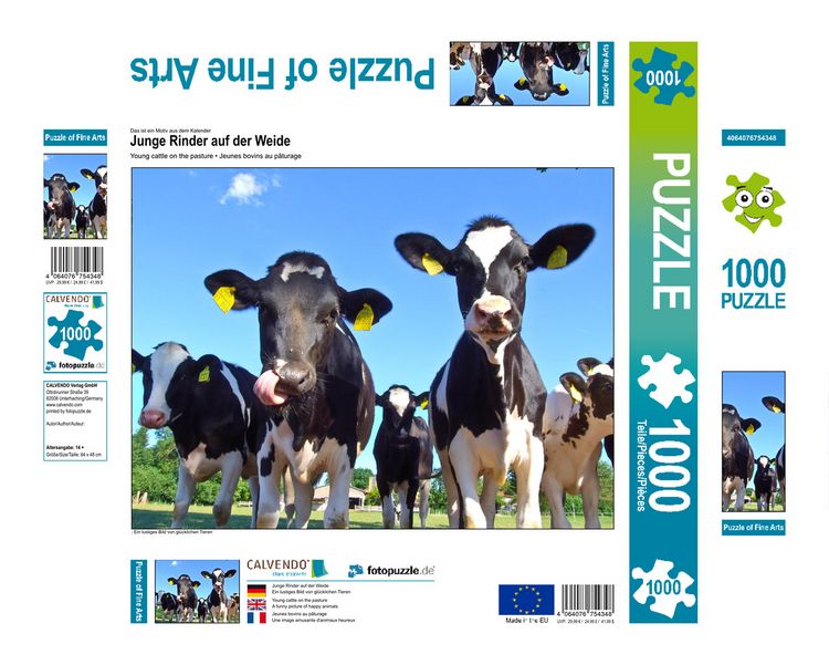 Produktbild: CALVENDO Puzzle Junge Rinder auf der Weide | 1000 Teile Lege-Gr&ouml;&szlig;e 64x48cm Foto-Puzzle f&uuml;r gl&uuml;ckliche Stunden