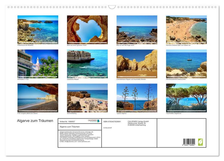 Produktbild: Algarve zum Tr&auml;umen (Wandkalender 2026 DIN A2 quer), CALVENDO Monatskalender