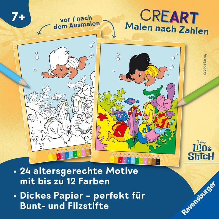Produktbild: CreArt Malen nach Zahlen ab 7 Disney - Lilo & Stitch