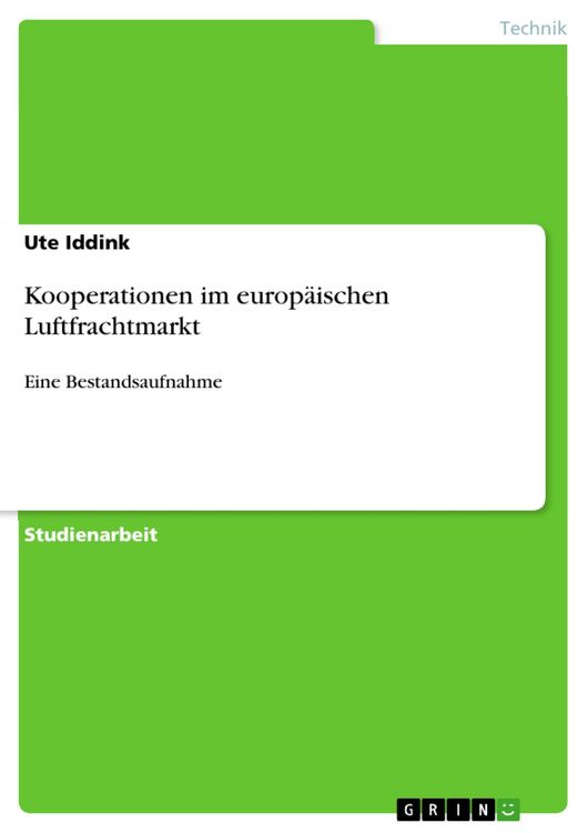 Produktbild: Kooperationen im europ&auml;ischen Luftfrachtmarkt