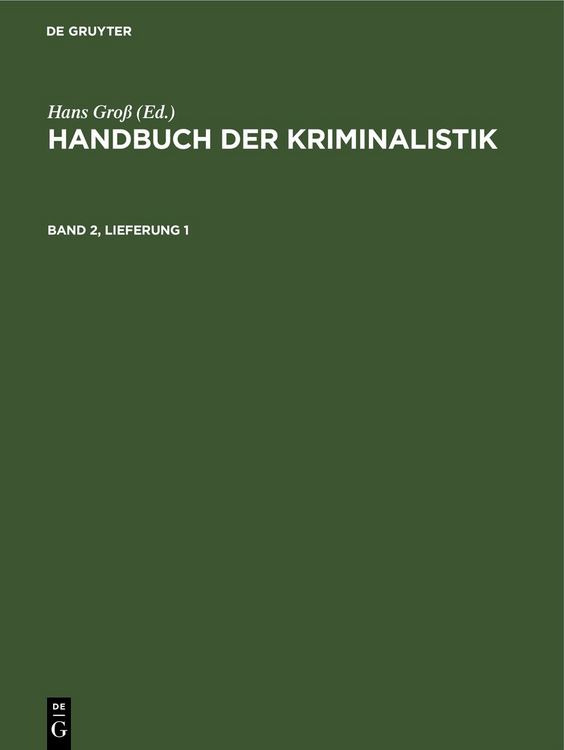 Produktbild: Handbuch der Kriminalistik. Band 2, Lieferung 1
