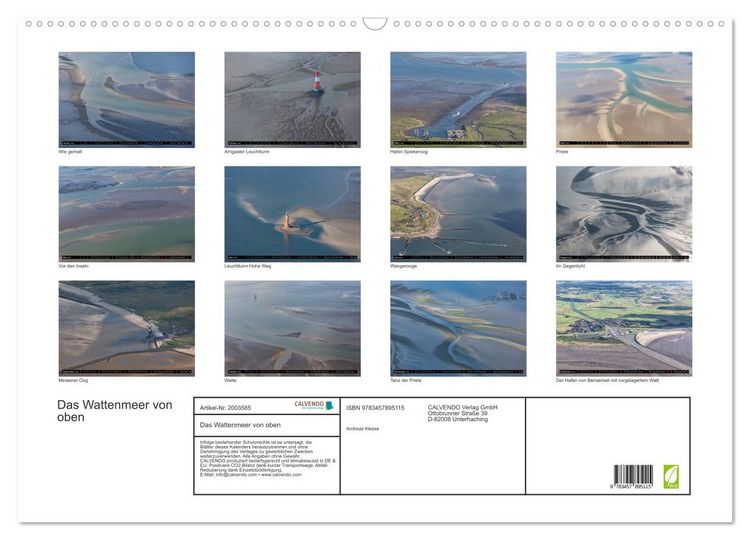 Produktbild: Das Wattenmeer von oben (Wandkalender 2026 DIN A2 quer), CALVENDO Monatskalender