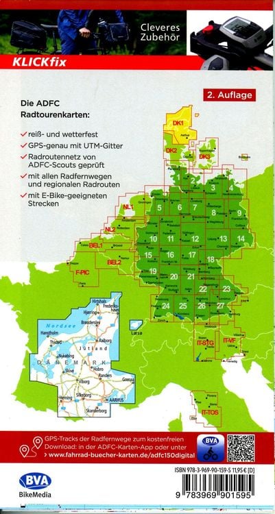 Produktbild: BVA ADFC Radtourenkarte D&auml;nemark/J&uuml;tland Nord 1:150.000