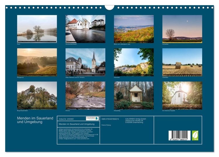 Produktbild: Menden im Sauerland und Umgebung (Wandkalender 2026 DIN A3 quer), CALVENDO Monatskalender