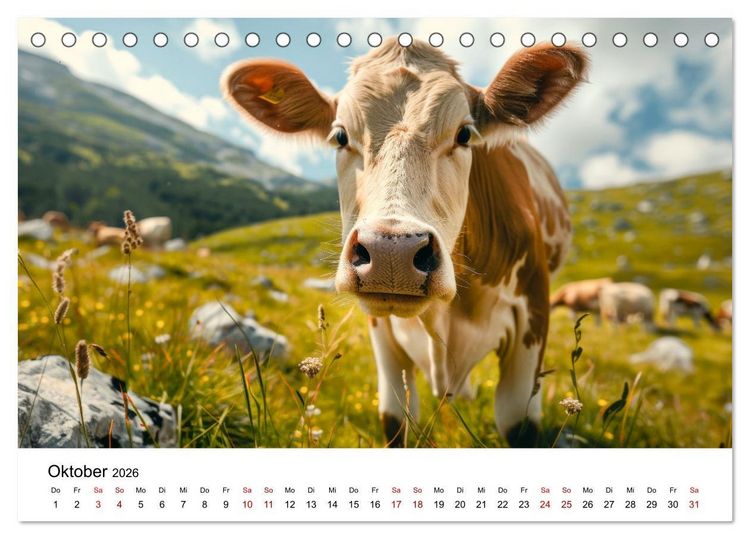 Produktbild: Weidengl&uuml;ck: Ein Jahr unter K&uuml;hen (Tischkalender 2026 DIN A5 quer), CALVENDO Monatskalender