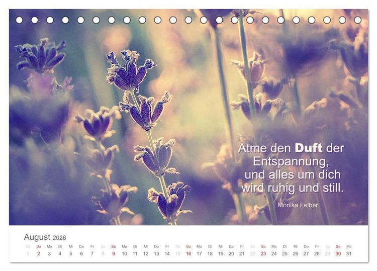 Produktbild: Zauberhafte Spr&uuml;che - Bunte Seelenbl&uuml;ten (Tischkalender 2026 DIN A5 quer), CALVENDO Monatskalender