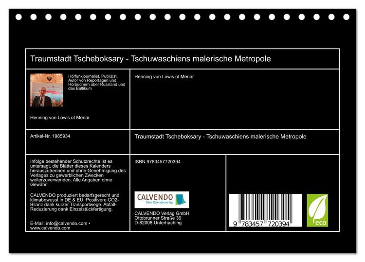 Produktbild: Traumstadt Tscheboksary - Tschuwaschiens malerische Metropole (Tischkalender 2026 DIN A5 quer), CALVENDO Monatskalender
