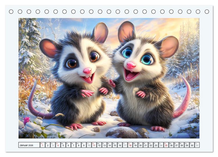 Produktbild: Oh, Possums! Cartoon-Abenteuer mit lustigen Beutelratten (Tischkalender 2026 DIN A5 quer), CALVENDO Monatskalender