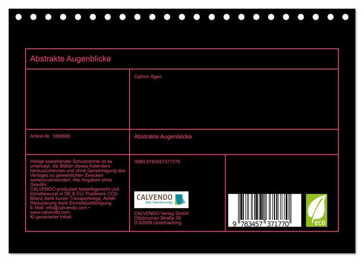 Produktbild: Abstrakte Augenblicke (Tischkalender 2026 DIN A5 quer), CALVENDO Monatskalender