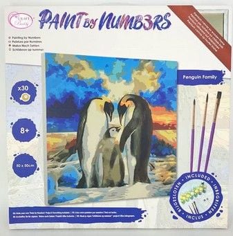 Produktbild: Craft Buddy PBN5050B - Paint by Numbers, Penguin Family, 50x50 cm