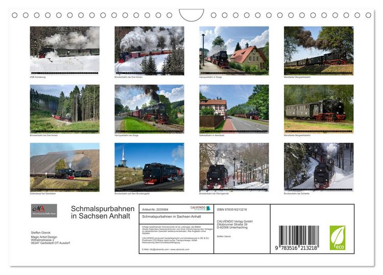 Produktbild: Schmalspurbahnen in Sachsen Anhalt (Wandkalender 2026 DIN A4 quer), CALVENDO Monatskalender