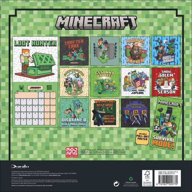 Produktbild: Minecraft Broschurkalender 2027