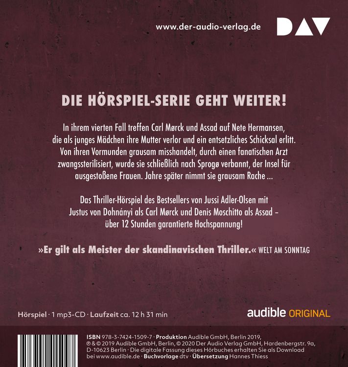 Produktbild: Verachtung – Carl Mørck, Sonder&shy;dezernat Q, Fall 4