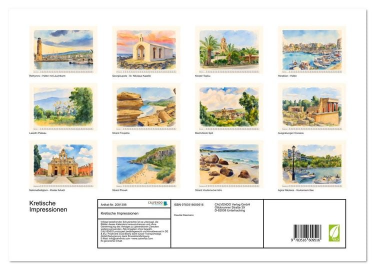 Produktbild: Kretische Impressionen (hochwertiger Premium Wandkalender 2026 DIN A2 quer), Kunstdruck in Hochglanz