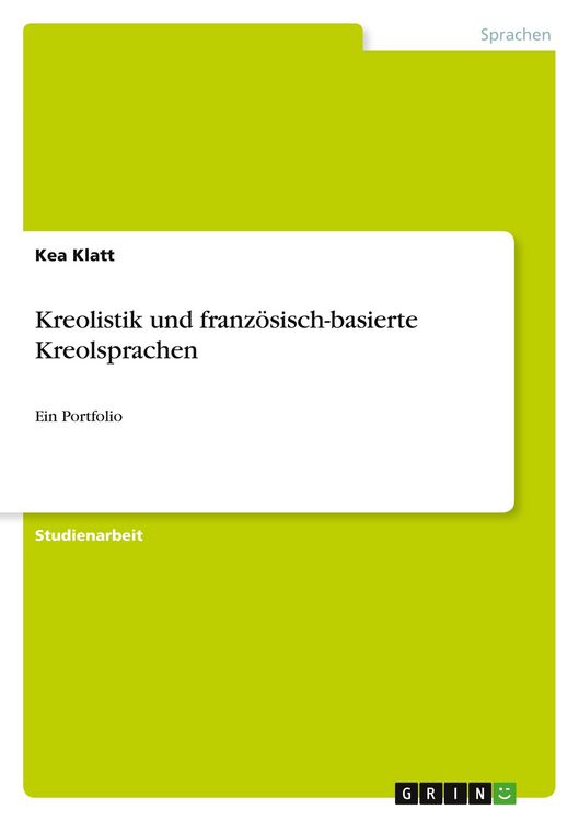 Produktbild: Kreolistik und franz&ouml;sisch-basierte Kreolsprachen