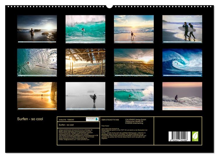 Produktbild: Surfen - so cool (hochwertiger Premium Wandkalender 2026 DIN A2 quer), Kunstdruck in Hochglanz