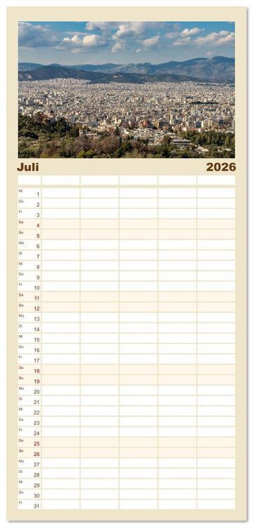 Produktbild: Familienplaner 2026 - Griechenland - Athen mit 5 Spalten (Wandkalender, 21 x 45 cm) CALVENDO
