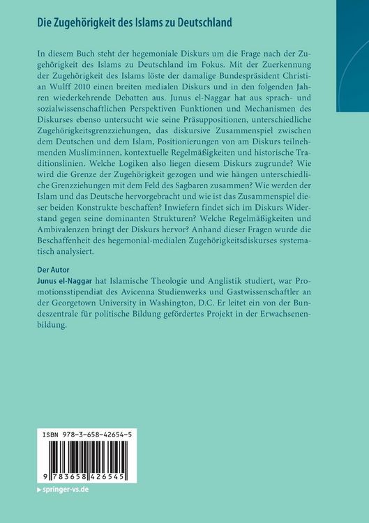 Produktbild: Die Zugeh&ouml;rigkeit des Islams zu Deutschland