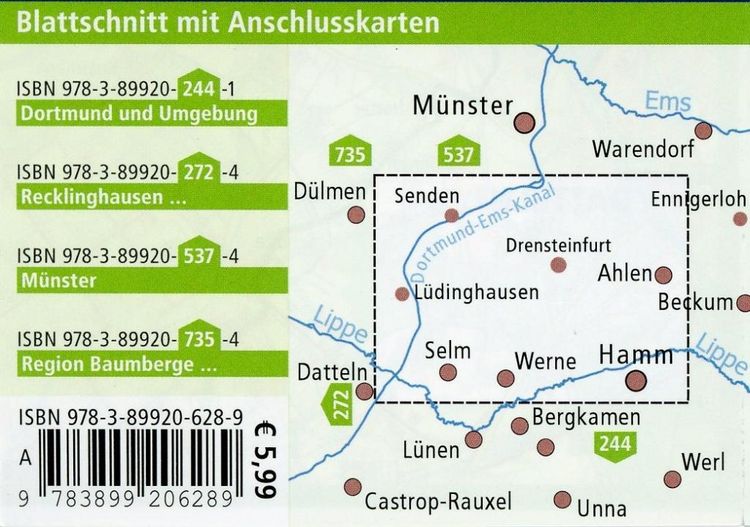 Produktbild: Publicpress Rad- und Wanderkarte S&uuml;dliches M&uuml;nsterland 1:50.000