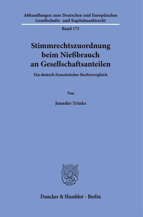 Produktbild: Stimmrechtszuordnung beim Nie&szlig;brauch an Gesellschaftsanteilen.