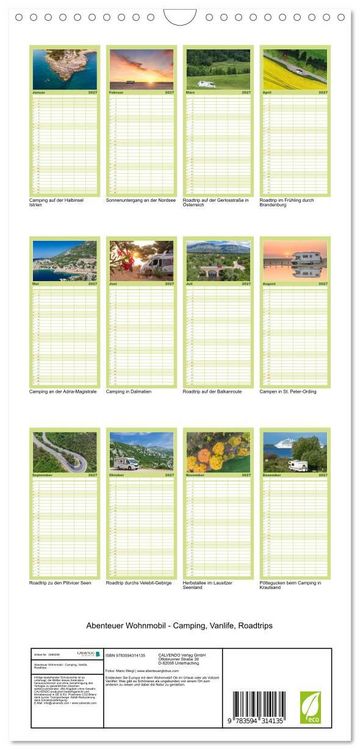 Produktbild: Familienplaner 2027 - Abenteuer Wohnmobil - Camping, Vanlife, Roadtrips mit 5 Spalten (Wandkalender, 21 x 45 cm) CALVENDO