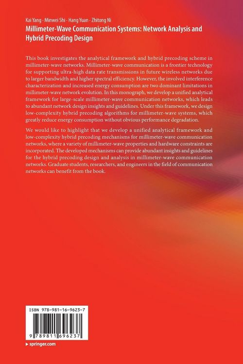 Produktbild: Millimeter-Wave Communication Systems: Network Analysis and Hybrid Precoding Design