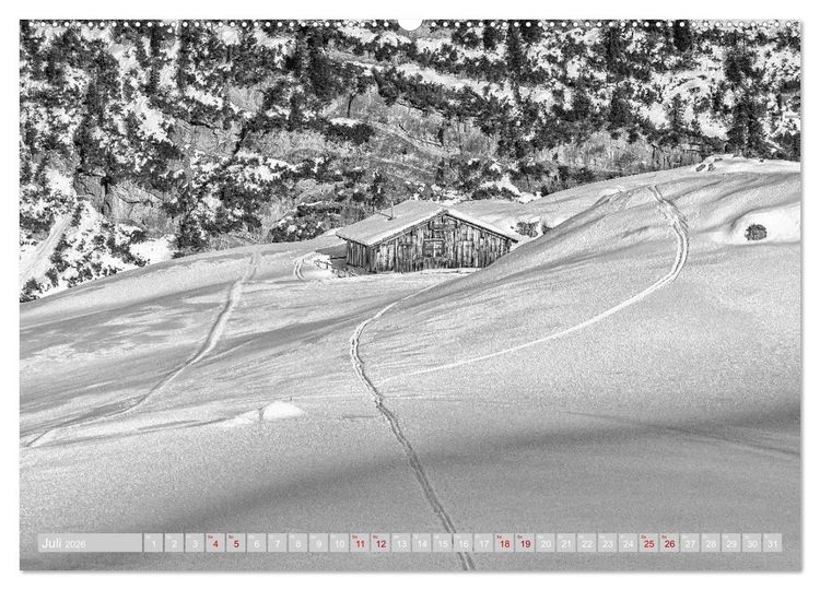 Produktbild: Arlberg black and white (hochwertiger Premium Wandkalender 2026 DIN A2 quer), Kunstdruck in Hochglanz