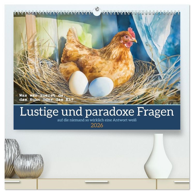 Produktbild: Lustige und paradoxe Fragen (hochwertiger Premium Wandkalender 2026 DIN A2 quer), Kunstdruck in Hochglanz