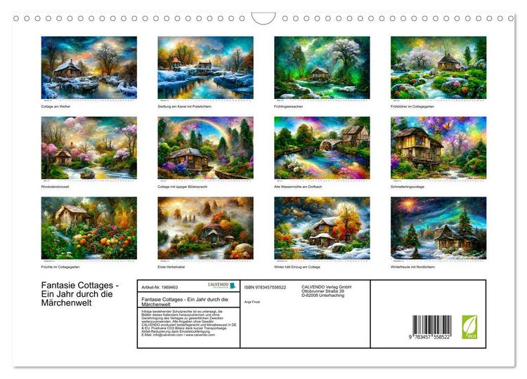 Produktbild: Fantasie Cottages - Ein Jahr durch die M&auml;rchenwelt (Wandkalender 2026 DIN A3 quer), CALVENDO Monatskalender